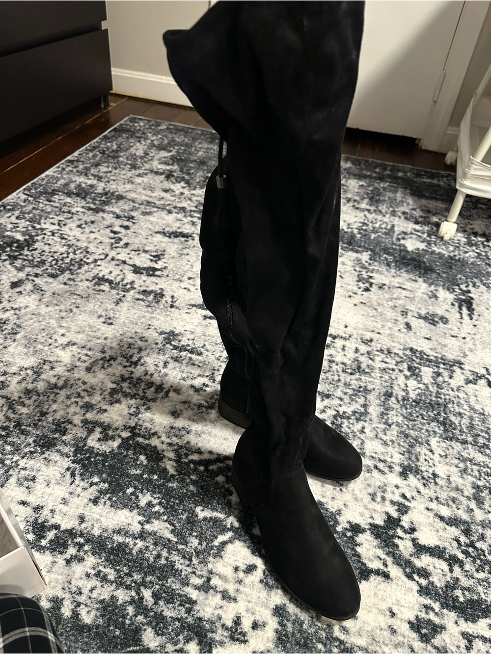Madden Girl Black Over-the-Knee Suede-Look Boots